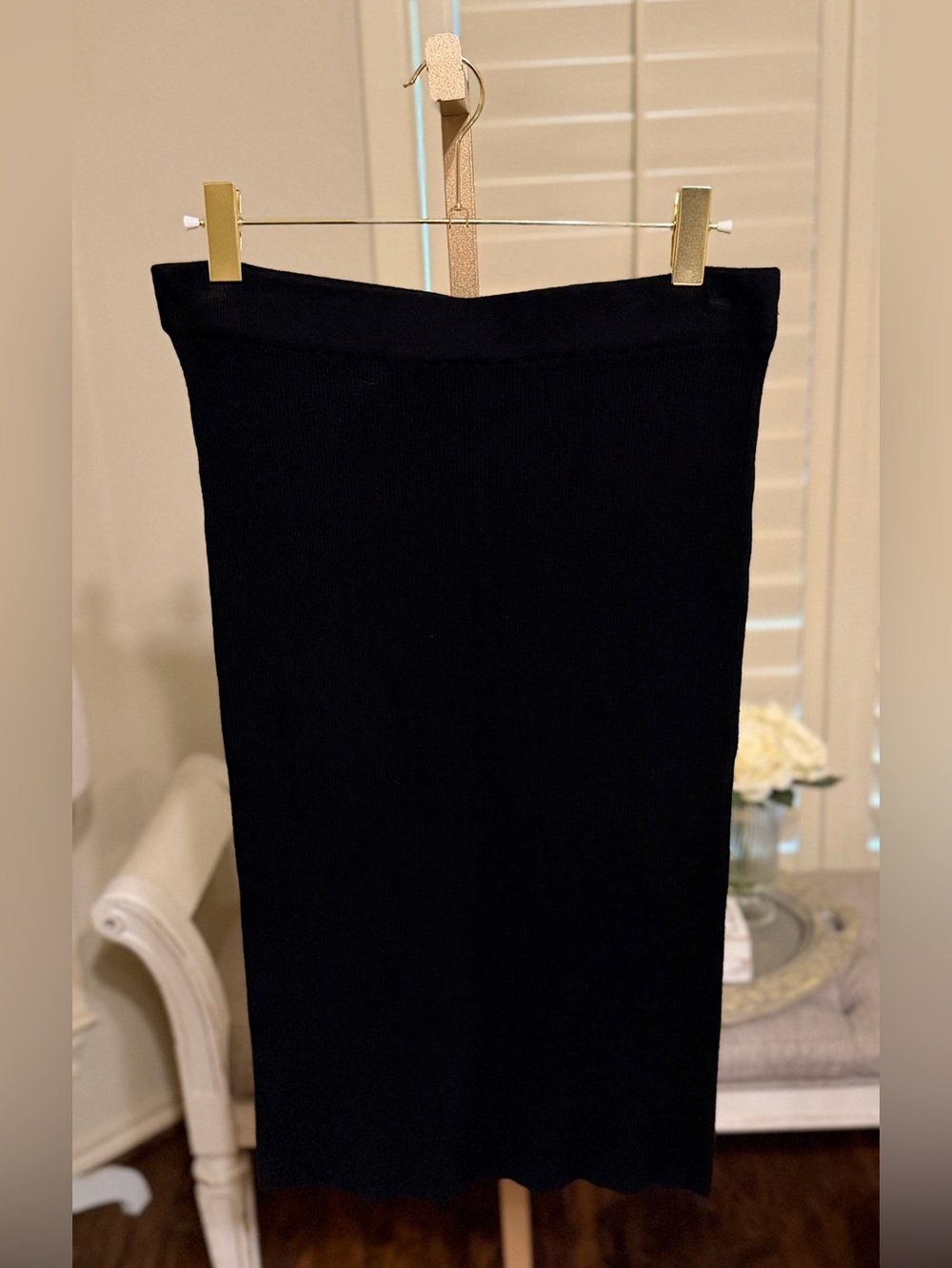 New York and Company Classic Black Knit Sweater Pencil Skirt